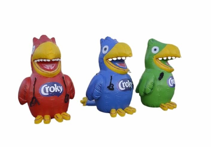 Maatwerk opblaasbare croky mascotte vogels op aanvraag gemaakt